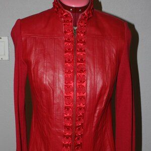 Nygard Collection Petites Red Leather & Nylon Jacket - SZ SP (4-6)